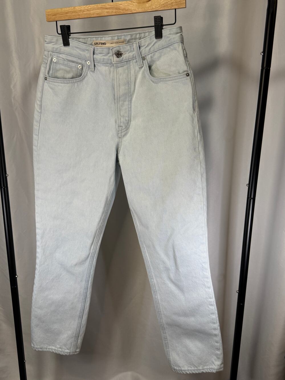 GRLFRND Karolina Size 27 High Rise Straight Crop Jeans Light Wash Los Angeles